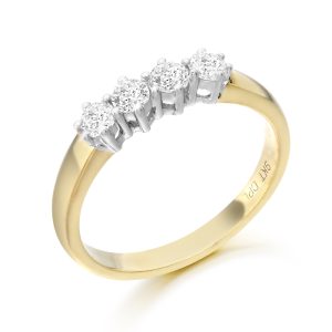 9ct Gold Four stone CZ Ring