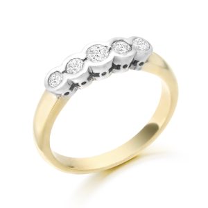 9ct Gold Five Stone CZ Ring