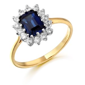 Sapphire Emerald Cut CZ Ring