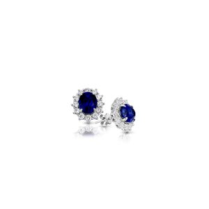 9ct White Gold Sapphire CZ Earrings