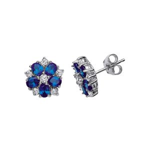 Sapphire Petal Flower Stud Earrings
