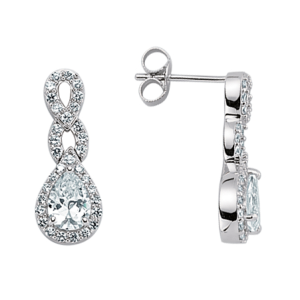 Sterling Silver Cubic Zirconia Micro Pave Tear Drop Earrings