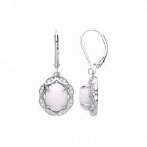 Silver CZ & Opal Fancy Drop Earrings