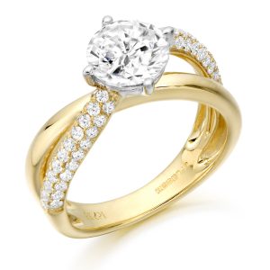 Cross over CZ Engagement Ring
