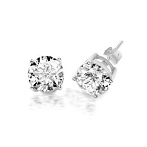 White Gold CZ Stud Earrings