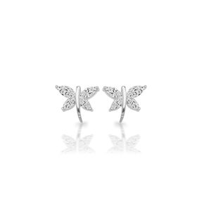 9ct White Gold Butterfly Stud Earrings