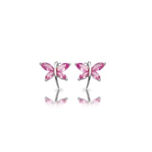 9ct white gold butterfly stud earrings