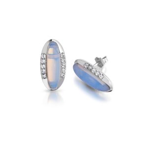 White Gold CZ Earrings