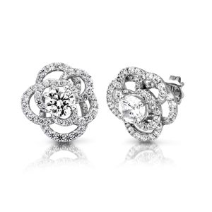 White Gold Rose Earrings