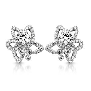 White Gold Floral Earrings