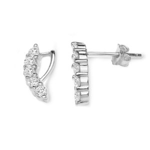 White Gold CZ Stud Earrings