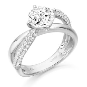 White Gold Cross over CZ Engagement Ring