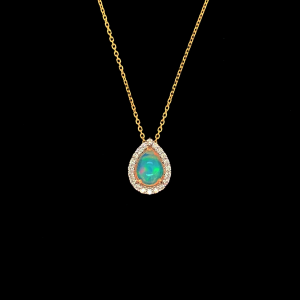 Natural Ethiopian Opal And Diamond Pendant