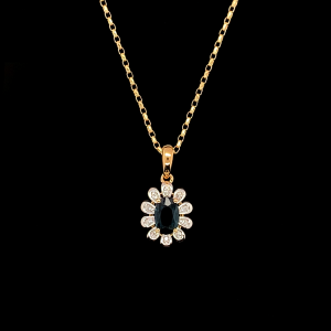 Sapphire/Diamond Pendant And Chain