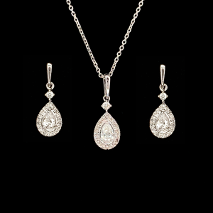 Aqua Marine, Diamond Pendant And Earrings