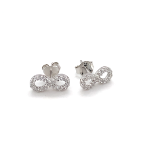 Silver CZ Infinity Stud Earrings