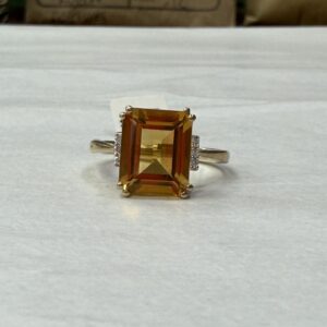Natural Citrine and Diamond Yellow Gold Ring