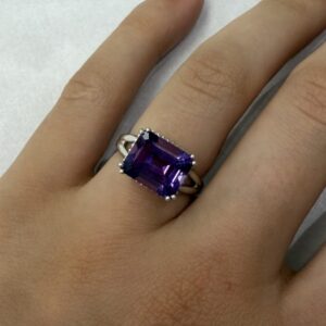Natural Amethyst White Gold Ring