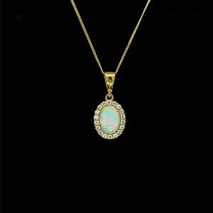 9ct gold Opal pendant and chain