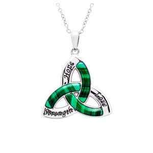 Sterling Silver Trinity with Malachite/CZ Pendant