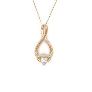 9ct Gold Claddagh Pendant and Chain