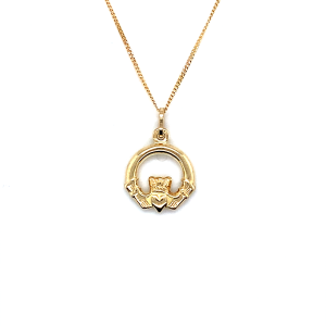 9ct Gold Claddagh Pendant and Chain