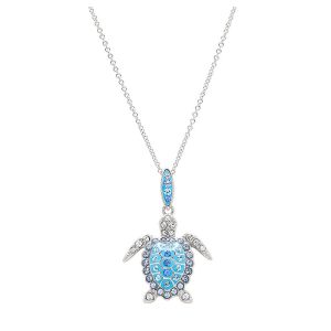 Sterling Silver Crystal Turtle Necklace