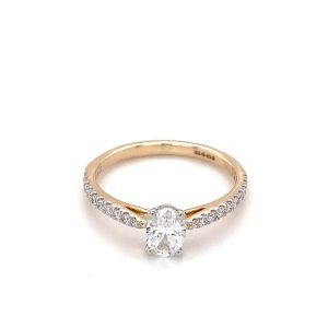 9ct Gold .75ct Oval Cut Lab Diamond Engagement Ring