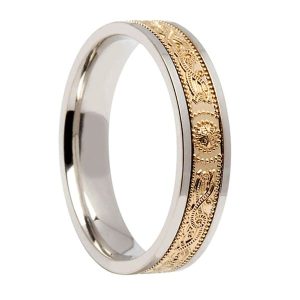 5.1mm Court Shaped Celtic Warrior Design Wedding Ring