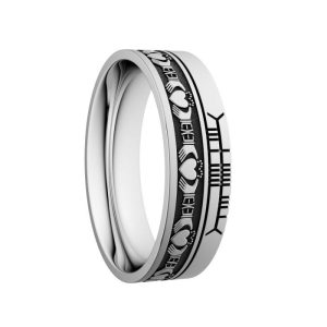 Comfort Fit Claddagh Style Ogham Wedding Ring