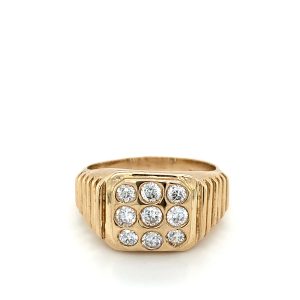 9ct Gold CZ Square Signet Ring