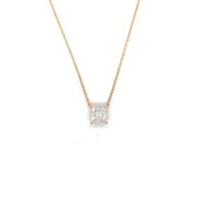 1ct Lab Grown Square Diamond and 9ct Yellow Gold Chain