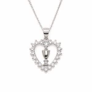 Sterling Silver Cubic Zirconia Communion Medal