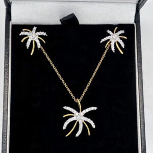 18k Gold & Diamond Necklace and Earrings Set
