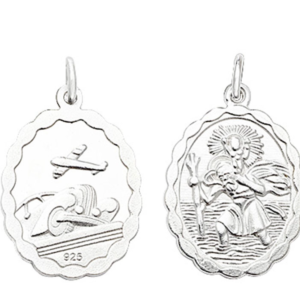 St Christopher Medal With Double Side Detail and Curb Chain