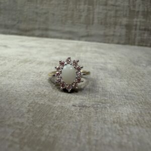 9ct Opal Princess Diana Style Yellow Gold Ring